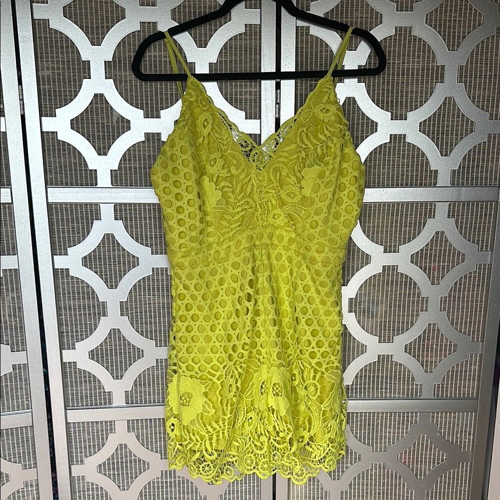 Fashion Nova Yellow Lace Jumpsuit
